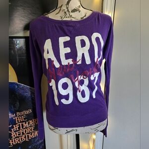 Y2K Dark Purple Aeropostale 1987 Long Sleeve Top
